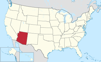 Map of Arizona highlighting its borders