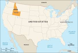 Map of Idaho highlighting state borders