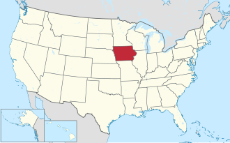 Map of Iowa highlighting its location in the United States
