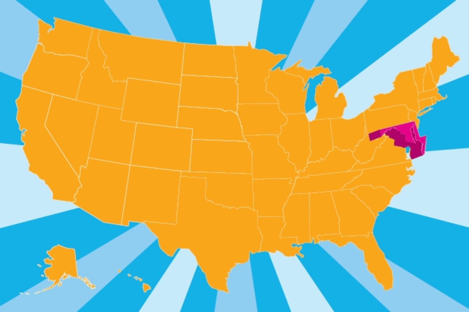 Map of Maryland highlighting its borders