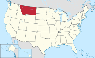 Map of Montana highlighting state borders