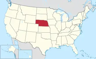 Map of Nebraska highlighting its borders