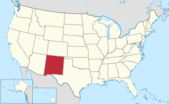 Map of New Mexico highlighting its borders within the United States