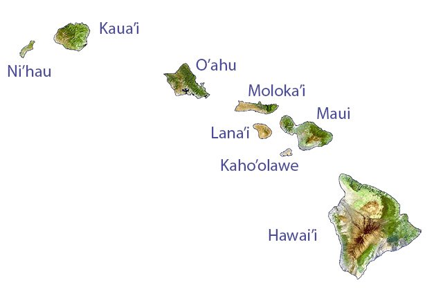 Map of Hawaii highlighting state borders
