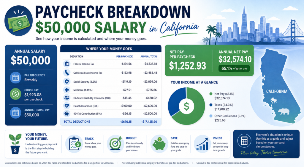 $50,000 Salary After Tax in California