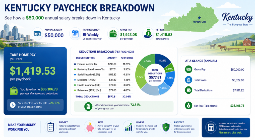 $50,000 Salary After Tax in Kentucky