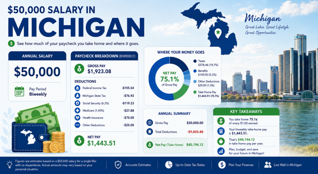 $50,000 Salary After Tax in Michigan