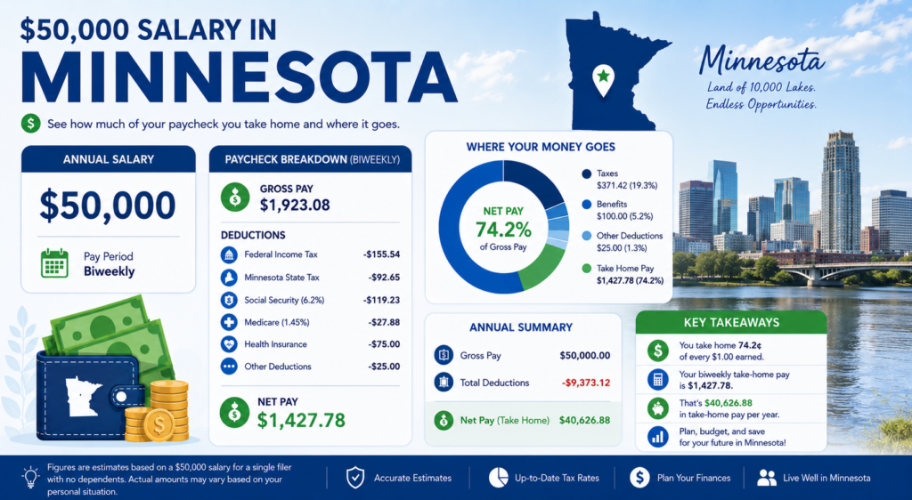 $50,000 Salary After Tax in Minnesota