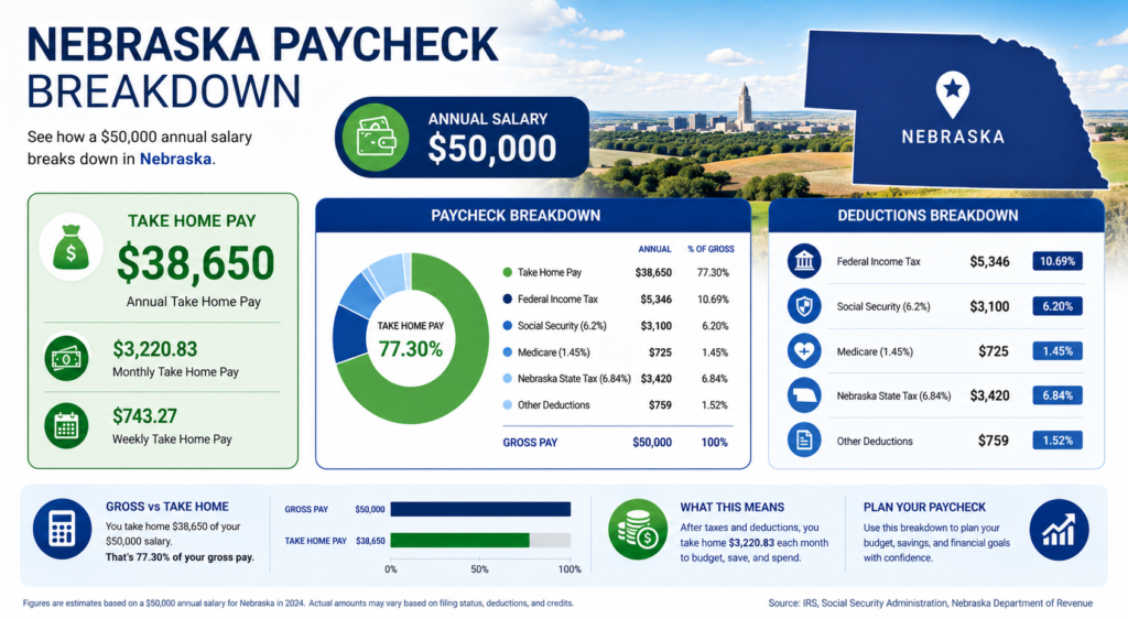 $50,000 Salary After Tax in Nebraska