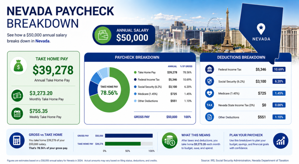 $50,000 Salary After Tax in Nevada