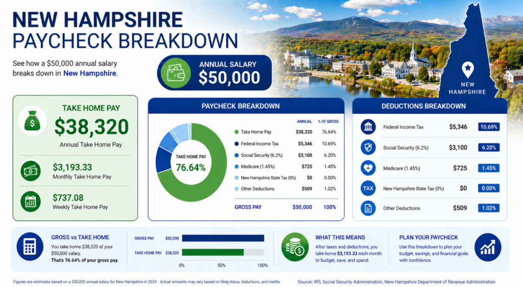 $50,000 Salary After Tax in New Hampshire