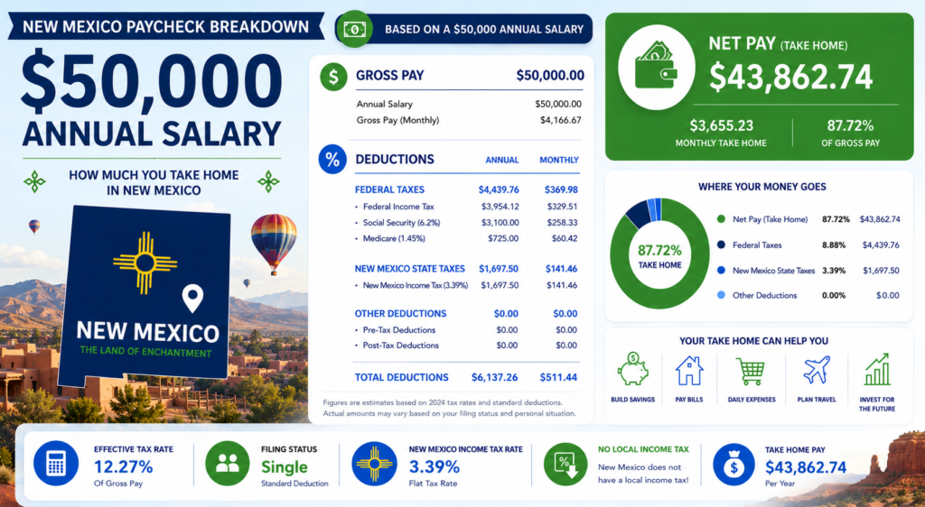 $50,000 Salary After Tax in New Mexico