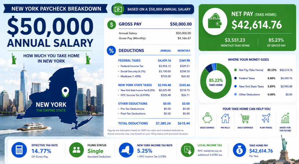 $50,000 Salary After Tax in New York