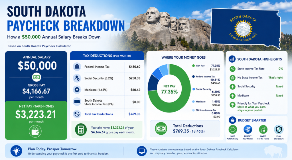 $50,000 Salary After Tax in South Dakota