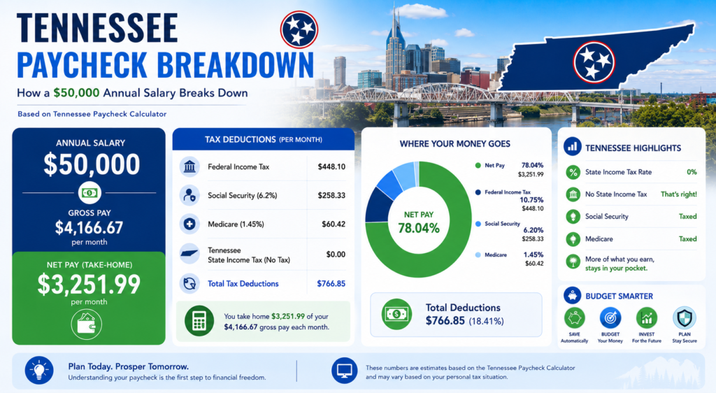 $50,000 Salary After Tax in Tennessee