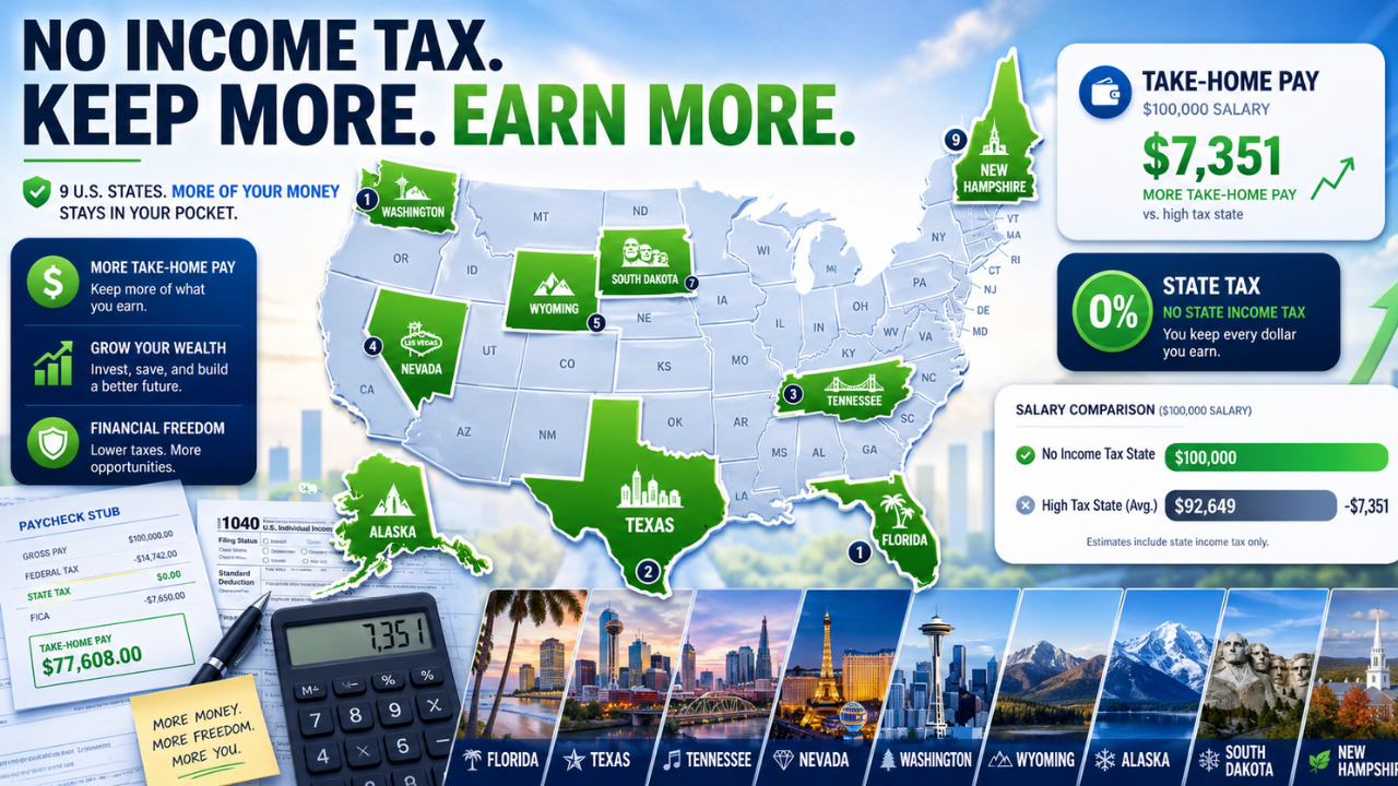 Comparison of take-home pay in no income tax states