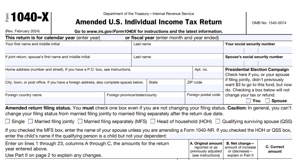 IRS Form 1040-X Instructions: Amend Your Tax Return Step-by-Step