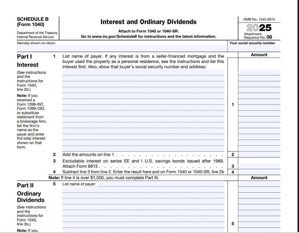IRS Schedule B Form 1040