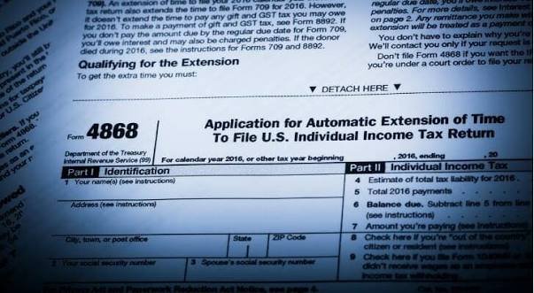 IRS Form 4868 tax extension application